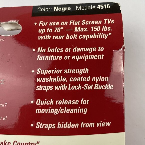 Quake Hold 70" Flat Screen TV Safety Straps Earthquakes Black 4516 - Picture 5 of 9